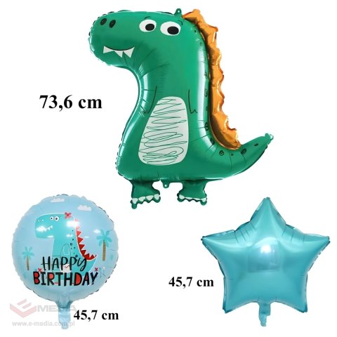 Zestaw Balonów Urodzinowych Dinozaur na Urodziny Urodzinowe Przyjęcia 5 szt