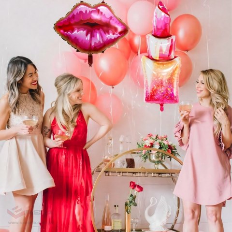 Zestaw Balonów Urodzinowych Dla Dziewczyn Szminka Usta Happy Birthday 5szt