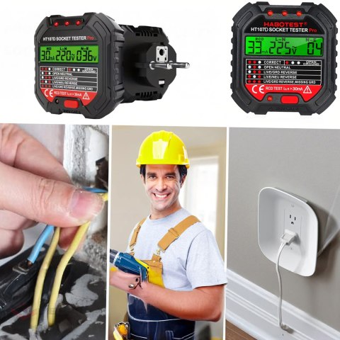 Tester Napięcia Gniazd Sieciowych Elektrycznych Gniazdek Kontaktów LCD RCD