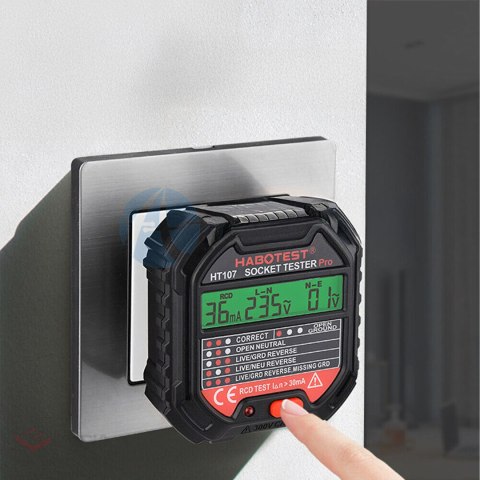 Tester Napięcia Gniazd Sieciowych Elektrycznych Gniazdek Kontaktów LCD RCD