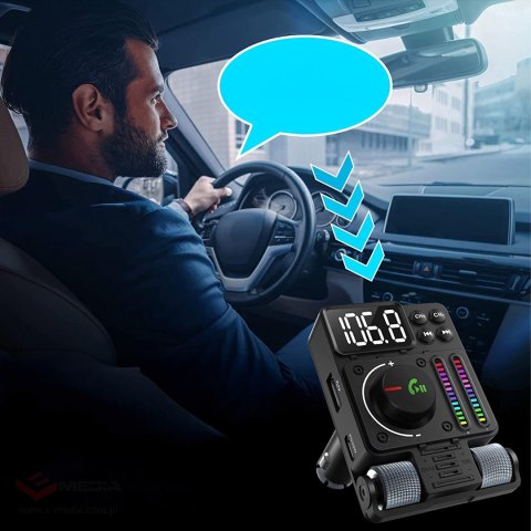 Transmiter Samochodowy Nadajnik Radio Fm Bluetooth 5.3 PD 30W Ładowarka