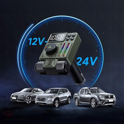 Transmiter Samochodowy Nadajnik Radio Fm Bluetooth 5.3 PD 30W Ładowarka