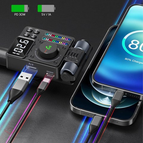 Transmiter Samochodowy Nadajnik Radio Fm Bluetooth 5.3 PD 30W Ładowarka
