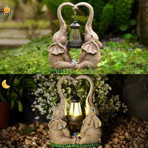Figurka Lampka Lampa Ozdoba Ogrodowa Solarna Led Słoń Słonik z Lampionem