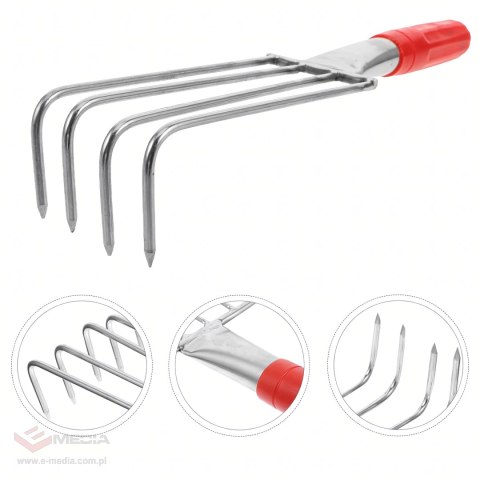 Grabki Ogrodowe Ogrodnicze Metalowe Pazurki do Grabienia Spulchniania 4 Zębne 32 cm