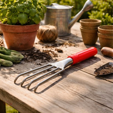 Grabki Ogrodowe Ogrodnicze Metalowe Pazurki do Grabienia Spulchniania 4 Zębne 32 cm