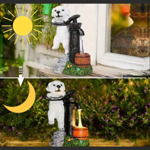 Lampa Lampka Solarna Ogrodowa Ozdobna Ozdoba Pies Szczeniak Led Dekoracja