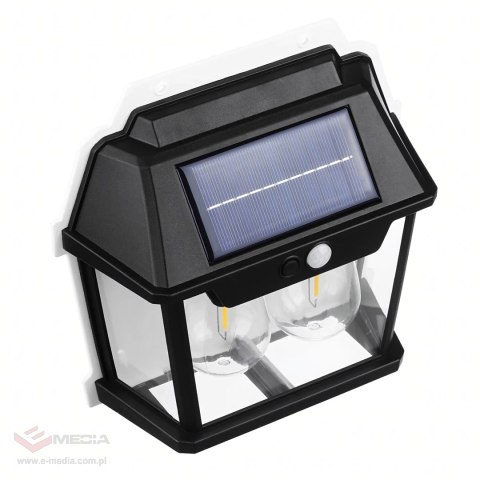 Lampa Solarna Led Podwójna Kinkiet Ogrodowy Elewacyjny z Czujnikiem Ruchu