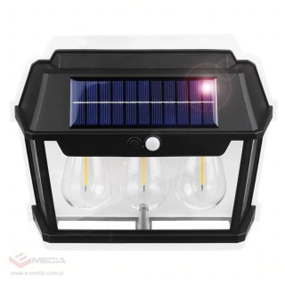 Lampa Solarna Led Potrójna Kinkiet Ogrodowy Elewacyjny z Czujnikiem Ruchu