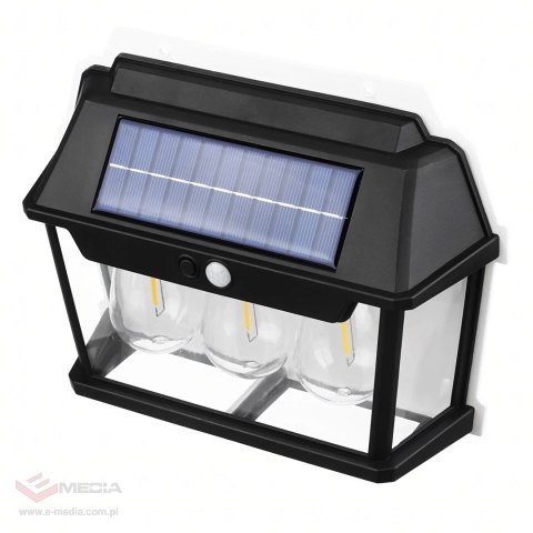 Lampa Solarna Led Potrójna Kinkiet Ogrodowy Elewacyjny z Czujnikiem Ruchu