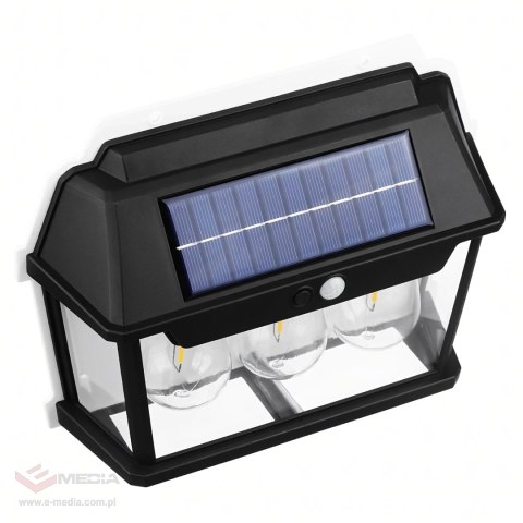 Lampa Solarna Led Potrójna Kinkiet Ogrodowy Elewacyjny z Czujnikiem Ruchu