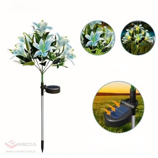 Lampa Solarna Ogrodowa Wbijna Kwiat Lilii Lilia Ozdoba Kwiaty Solarne Led