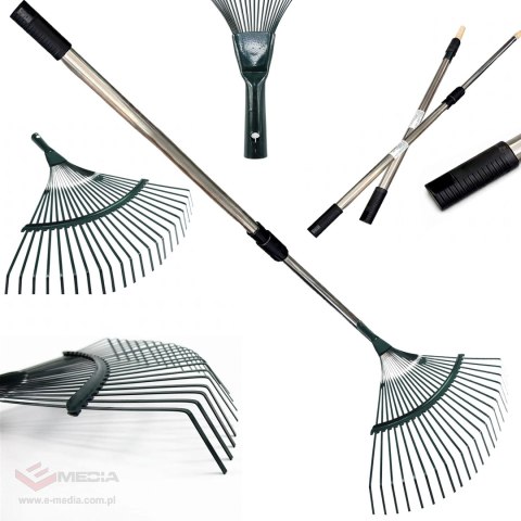 Grabie do Liści Trawy Wachlarzowe 42cm Ogrodowe z Kijem Teleskopowym 150 cm