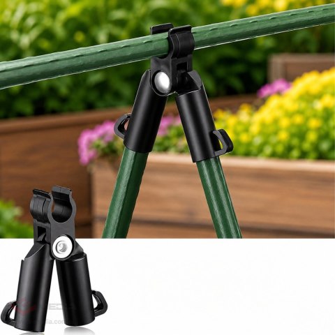 Łącznik Szczytowy Klips Trójnik Zawiasowy do Tyczek Ogrodowych 11mm 4szt