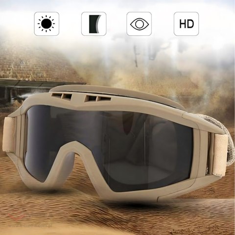 OKULARY TAKTYCZNE GOGLE WOJSKOWE OCHRONNE ASG STRZELECKIE AIRSOFT SPORTOWE