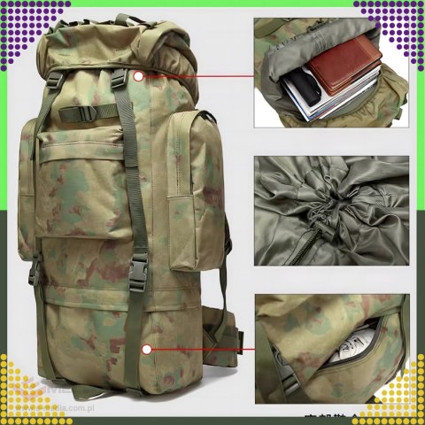 Plecak Taktyczny Wojskowy Militarny Turystyczny Survivalowy Górski Duży 65L