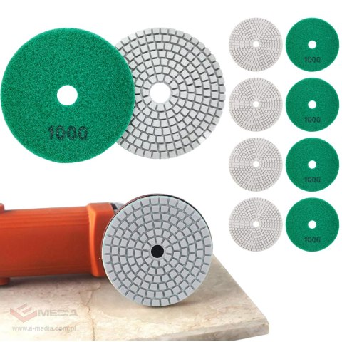 10x Tarcza Diamentowa Polerska 80mm do Szlifowania Gresu Płytek Na Rzep 1000