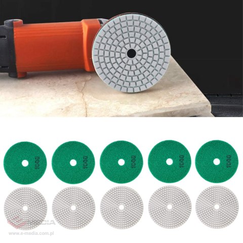 10x Tarcza Diamentowa Polerska 80mm do Szlifowania Gresu Płytek Na Rzep 1000