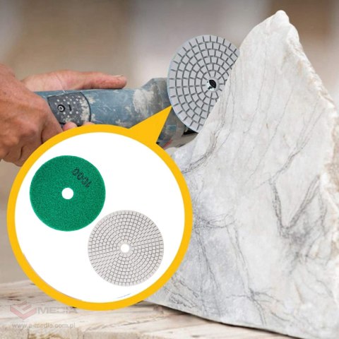 10x Tarcza Diamentowa Polerska 80mm do Szlifowania Gresu Płytek Na Rzep 1000