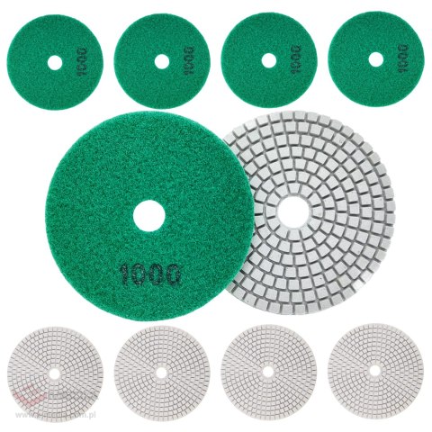 10x Tarcza Diamentowa Polerska 80mm do Szlifowania Gresu Płytek Na Rzep 1000