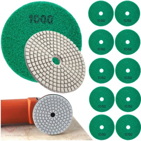 10x Tarcza Diamentowa Polerska 80mm do Szlifowania Gresu Płytek Na Rzep 1000
