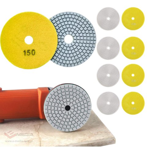 10x Tarcza Diamentowa Polerska 80mm do Szlifowania Gresu Płytek Na Rzep 150