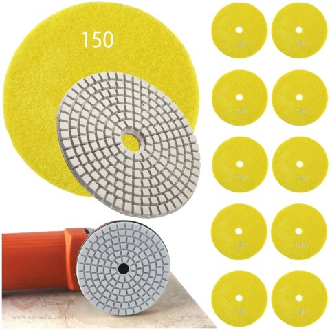 10x Tarcza Diamentowa Polerska 80mm do Szlifowania Gresu Płytek Na Rzep 150