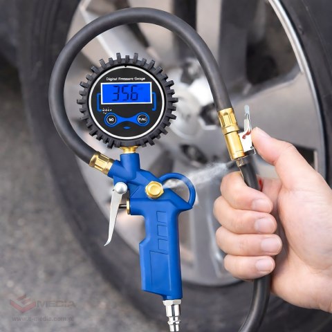 Pistolet Cyfrowy z Manometrem Elektroniczny do Pompowania Kół Opon Pompka 14Bar
