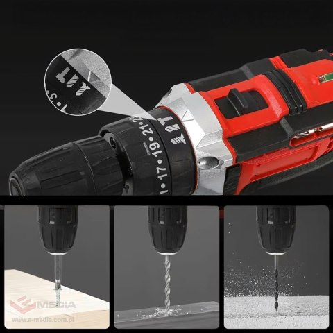 Wiertarka Wkrętarka Akumulatorowa Walizka 2xAku 18V Led + Akcesoria