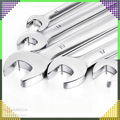 Zestaw Kluczy Płasko-Oczkowych 8 el. Klucze Płaskie Oczkowe Etui 8-22 mm