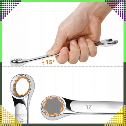 Zestaw Kluczy Płasko-Oczkowych 8 el. Klucze Płaskie Oczkowe Etui 8-22 mm