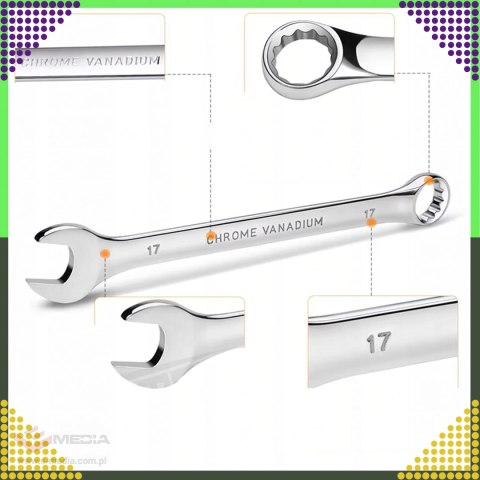 Zestaw Kluczy Płasko-Oczkowych 8 el. Klucze Płaskie Oczkowe Etui 8-22 mm