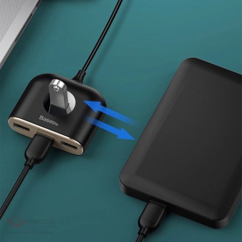 HUB Baseus Square USB-A do 1x USB-A 3.2 Gen 1 / 3x USB 2.0 z kablem 1m - czarny