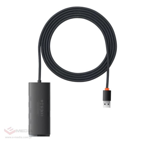 Baseus Lite Series HUB 4-Portowy (USB-A do 4xUSB-A 3.0) 2m czarny (WKQX030201)