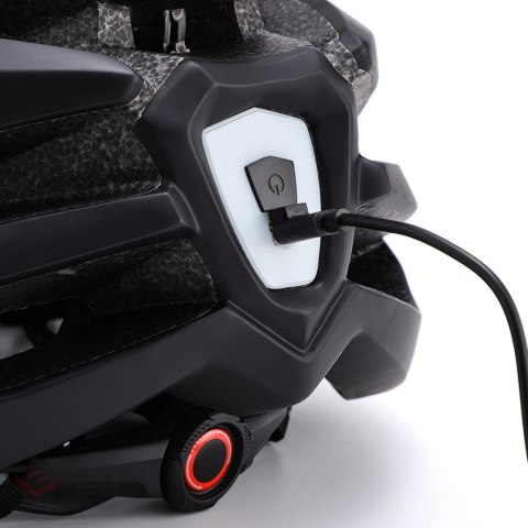 Kask rowerowy MTB Wozinsky z odpinanym daszkiem i tylną lampką USB 54-57 cm - czarno-biały