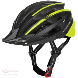 Kask rowerowy MTB Wozinsky z odpinanym daszkiem i tylną lampką USB 57-62 cm - czarno-żółty