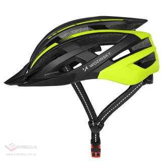 Kask rowerowy MTB Wozinsky z odpinanym daszkiem i tylną lampką USB 57-62 cm - czarno-żółty
