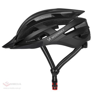 Kask rowerowy MTB Wozinsky z odpinanym daszkiem i tylną lampką USB 57-62 cm - czarny