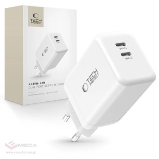 Ładowarka Tech-Protect NC45W-GAN 2-PORT PD45W - białe
