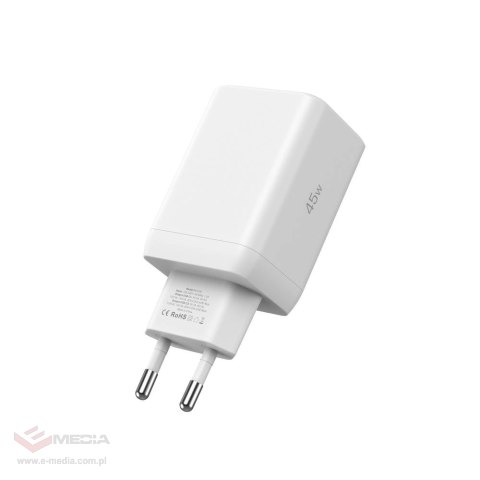 Ładowarka Tech-Protect NC45W-GAN 2-PORT PD45W - białe