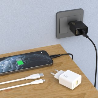 Ładowarka sieciowa Dudao A23LEU 2.4A GaN EU USB-A z kablem USB-A - Lightning - biała