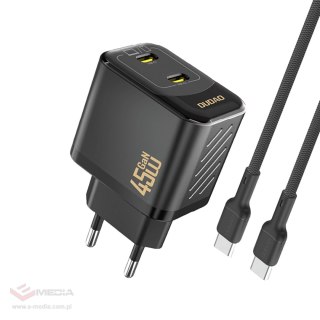 Ładowarka sieciowa Dudao A28PCEU PD 45W GaN 2xUSB-C z kablem USB-C - czarna