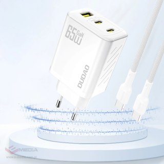 Ładowarka sieciowa Dudao A29 65W GaN 2 x USB-C + 1 x USB-A - biała