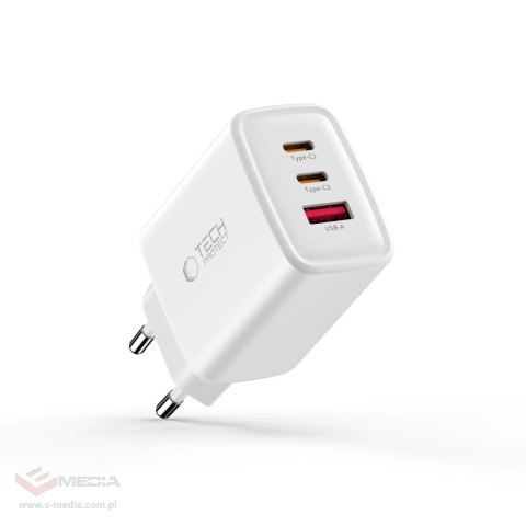 Ładowarka sieciowa Tech-Protect NCA65W-GAN 3-Porty 65W - biała
