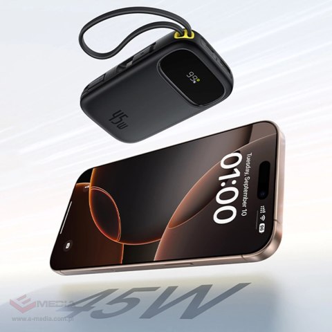 Powerbank Baseus EnerFill FC31 QPow3 20000mAh 45W z wyświetlaczem z kablami USB-C i Lightning - czarny