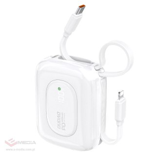 Powerbank Dudao K32 22,5W 10000 mAh z wbudowanym kablem USB-C/Lightning - biały