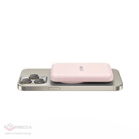 Powerbank Tech-Protect LifeMag PB10 z MagSafe 5000mAh 15W port USB-C - różowy + kabel USB-C