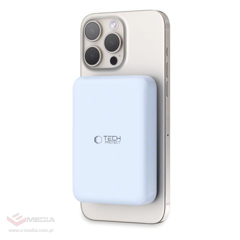Powerbank Tech-Protect LifeMag PB11 z MagSafe 10000mAh 15W port USB-C - niebieski + kabel USB-C