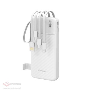 Powerbank Wozinsky W11-W 10000mAh 10W z wbudowanymi kablami i latarką - biały