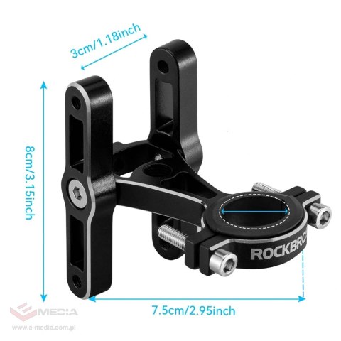 Adapter koszyka na bidon Rockbros KS-415 aluminiowy regulowany - czarny